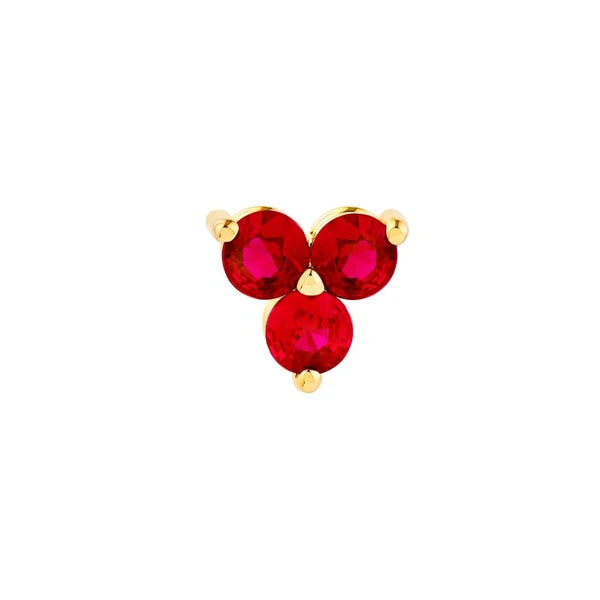 3mm Red Ruby Trio Stud Earrings