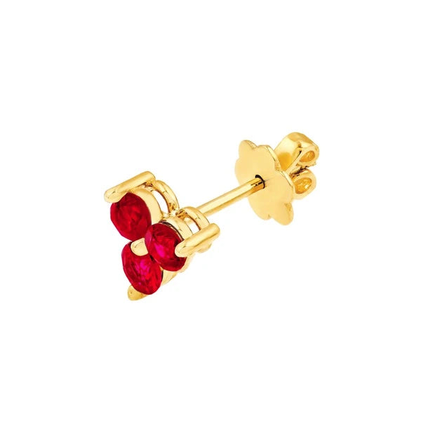 3mm Red Ruby Trio Stud Earrings