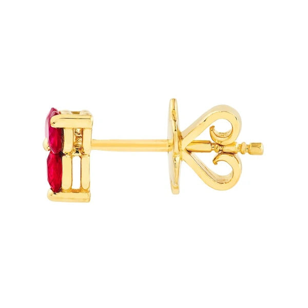 3mm Red Ruby Trio Stud Earrings