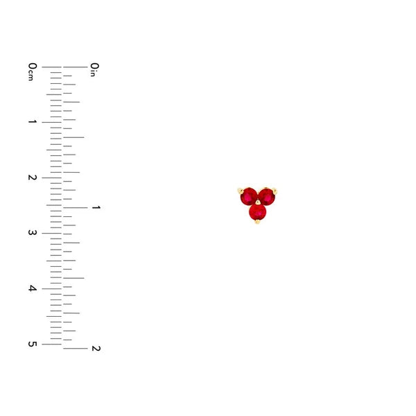 3mm Red Ruby Trio Stud Earrings