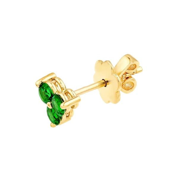 3mm Green Tsavorite Trio Stud Earrings