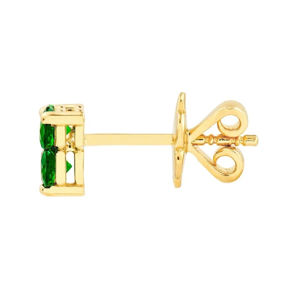 3mm Green Tsavorite Trio Stud Earrings
