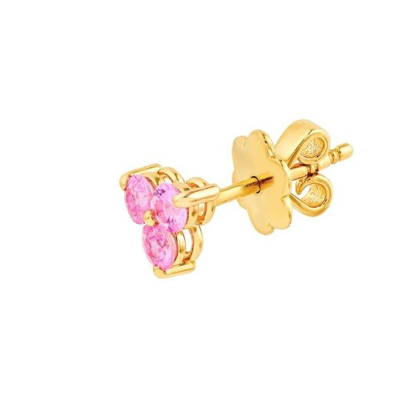 3.0mm Pink Sapphire Trio Stud Earrings