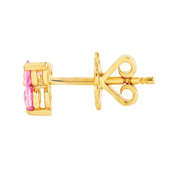 3.0mm Pink Sapphire Trio Stud Earrings