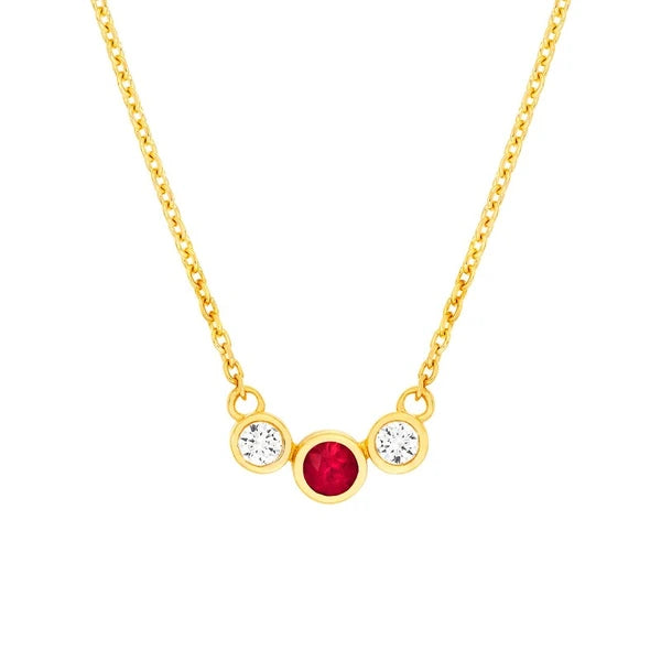 3.5mm Ruby & 1/5tcw Diamond Bezel Graduated Necklace