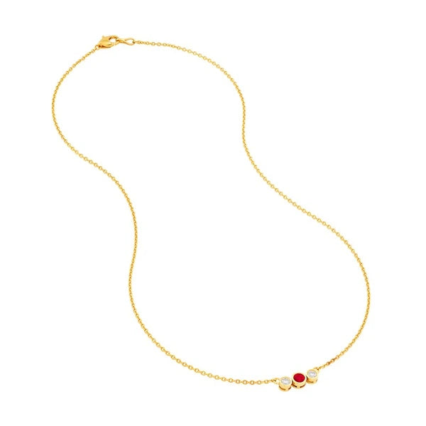 3.5mm Ruby & 1/5tcw Diamond Bezel Graduated Necklace