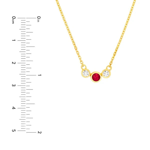3.5mm Ruby & 1/5tcw Diamond Bezel Graduated Necklace
