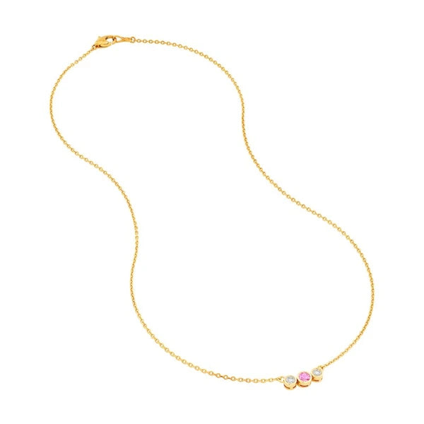 3.5mm Pink Sapphire & 1/5tcw Diamond Bezel Necklace