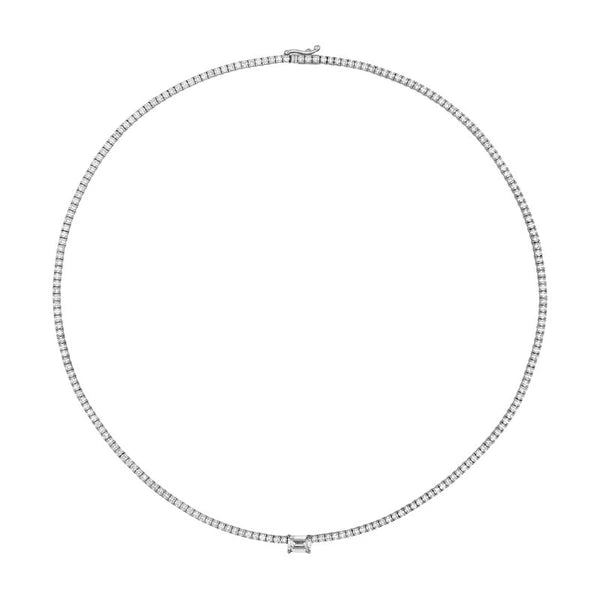 Emerald Diamond Full Tennis Straight Necklace