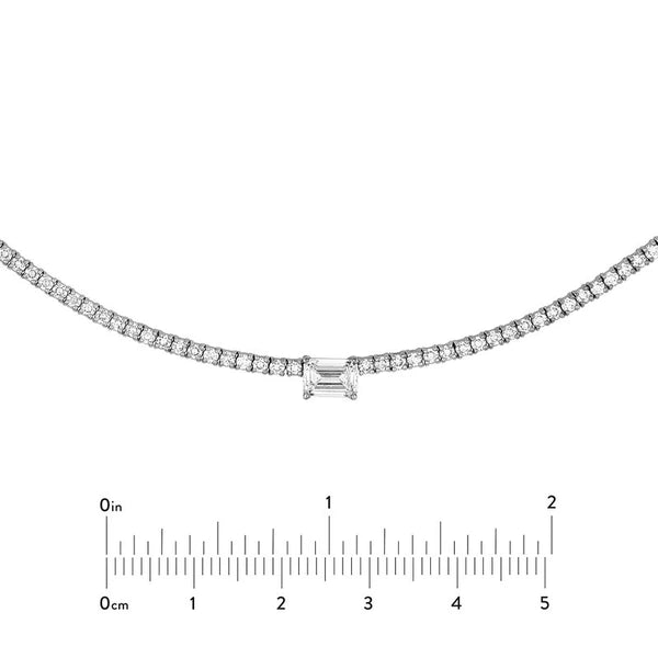 Emerald Diamond Full Tennis Straight Necklace