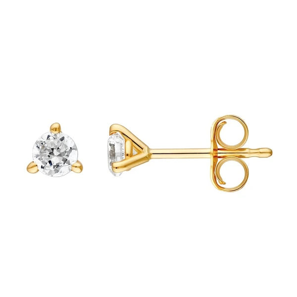 1/5tcw Round Diamond 3 Prong Stud Earrings
