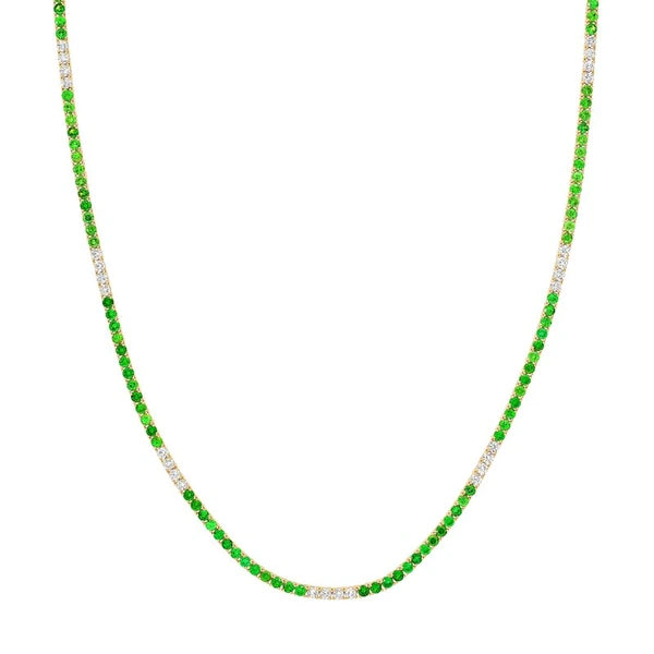 2-1/4tcw Diamond & 2.4mm Tsavorite Tennis Necklace
