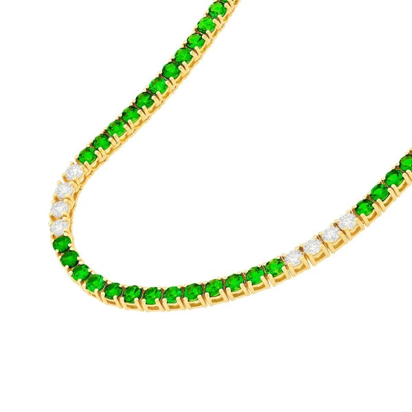 2-1/4tcw Diamond & 2.4mm Tsavorite Tennis Necklace