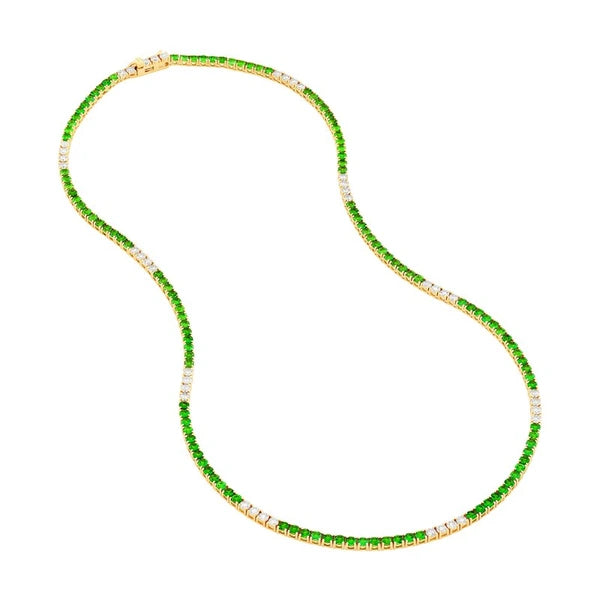 2-1/4tcw Diamond & 2.4mm Tsavorite Tennis Necklace