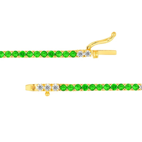 2-1/4tcw Diamond & 2.4mm Tsavorite Tennis Necklace