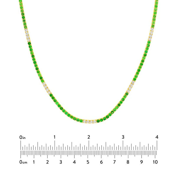 2-1/4tcw Diamond & 2.4mm Tsavorite Tennis Necklace