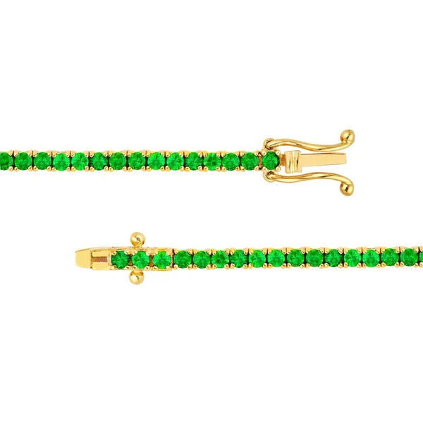 3.60ct Green Tsavorite Straight Tennis Bracelet