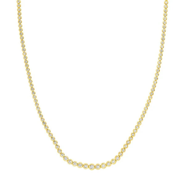 5-1/3tcw Diamond Bezel Graduated Tennis Necklace