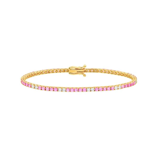 1-1/8tcw Diamond & 3.49ct Pink Sapphire Tennis Bracelet