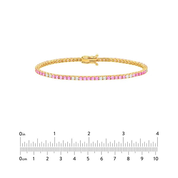 1-1/8tcw Diamond & 3.49ct Pink Sapphire Tennis Bracelet