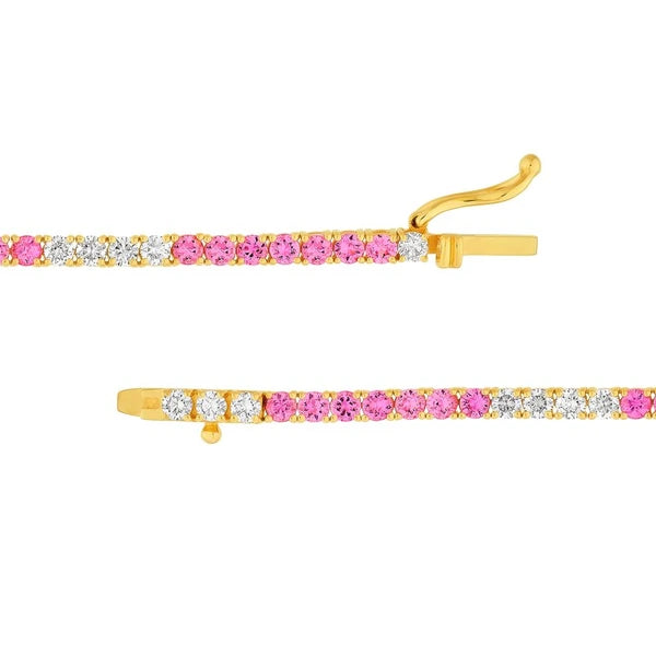 2-1/6tcw Diamond & 8.24ct Pink Sapphire Tennis Necklace