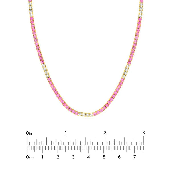 2-1/6tcw Diamond & 8.24ct Pink Sapphire Tennis Necklace