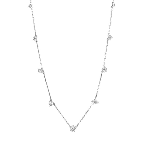 1tcw Multi Stone Bezel Diamond Station Necklace
