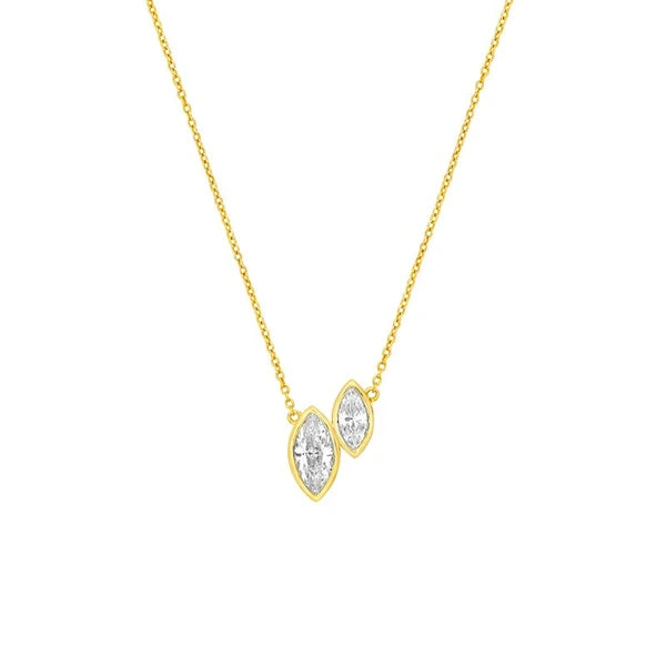 1-1/6tcw Toi et Moi Marquise Diamond Necklace