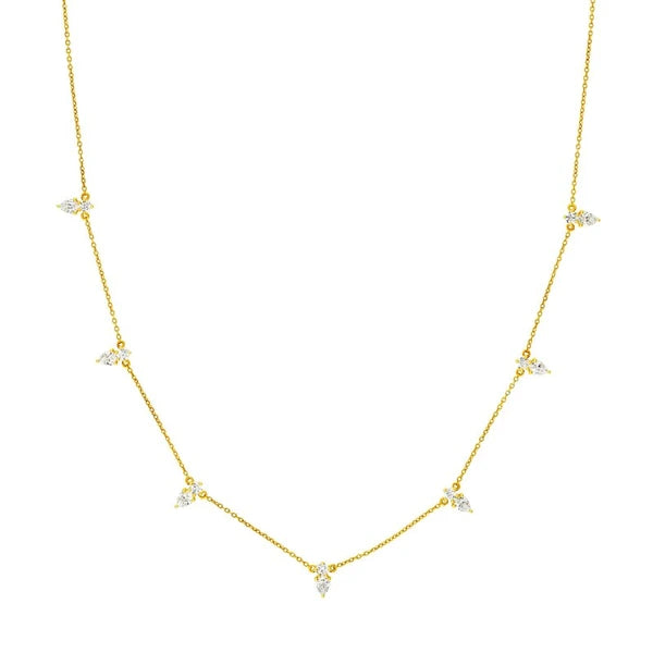 2tcw Pear & Round Diamond Station Necklace