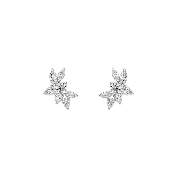 2-3/4tcw Round Pear & Marquise Diamond Cluster Stud Earrings