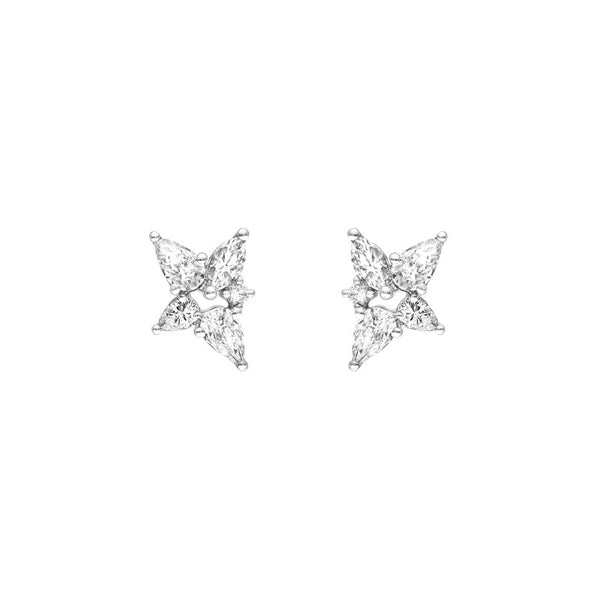 1-1/2tcw Pear Marquise & Round Diamond Stud Earrings