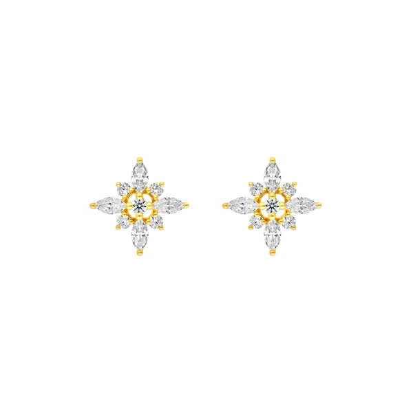 7/8tcw Marquise Diamond Flower Earrings