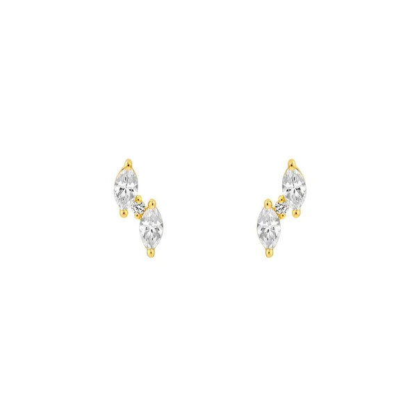 5/8tcw Marquise & Round Staggered Diamond Earrings