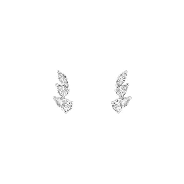 7/8tcw Pear Marquise and Round Diamond Stud Earrings