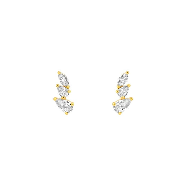 7/8tcw Pear Marquise and Round Diamond Stud Earrings