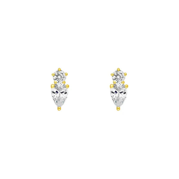 1-1/5tcw Round & Pear Diamond Stud Earrings
