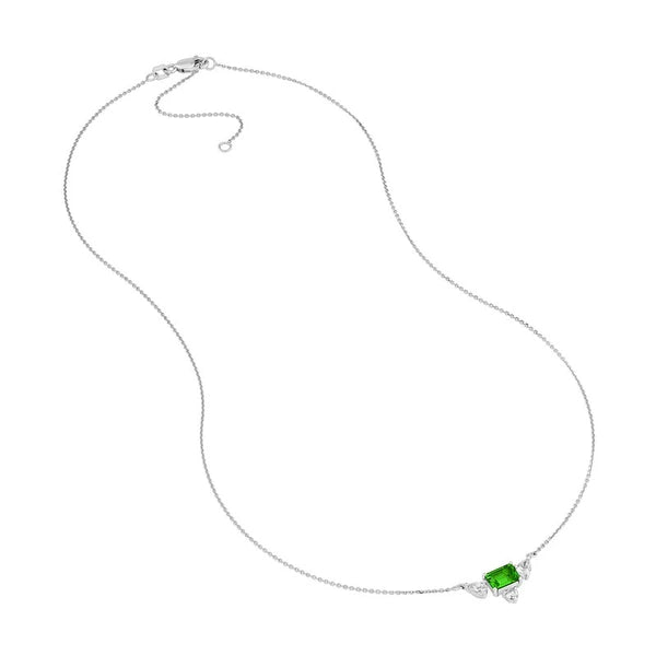 1-1/4tcw Emerald Tsavorite & Mixed Shape Diamond Necklace