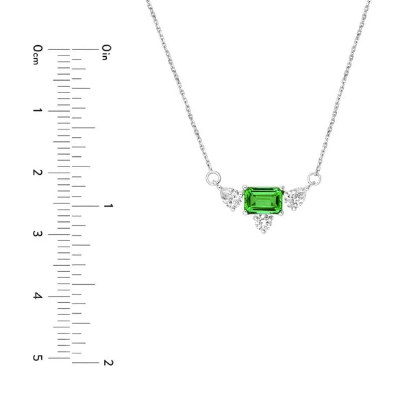 1-1/4tcw Emerald Tsavorite & Mixed Shape Diamond Necklace