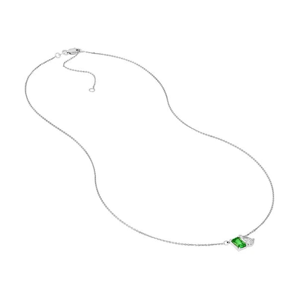 1-1/4tcw Toi et Moi Tsavorite & Pear Diamond Necklace