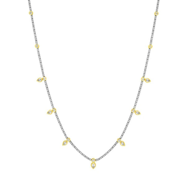 Pear Drop Station Diamond Tennis Necklace