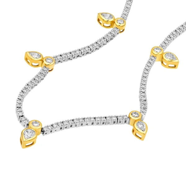 Pear Drop Station Diamond Tennis Necklace