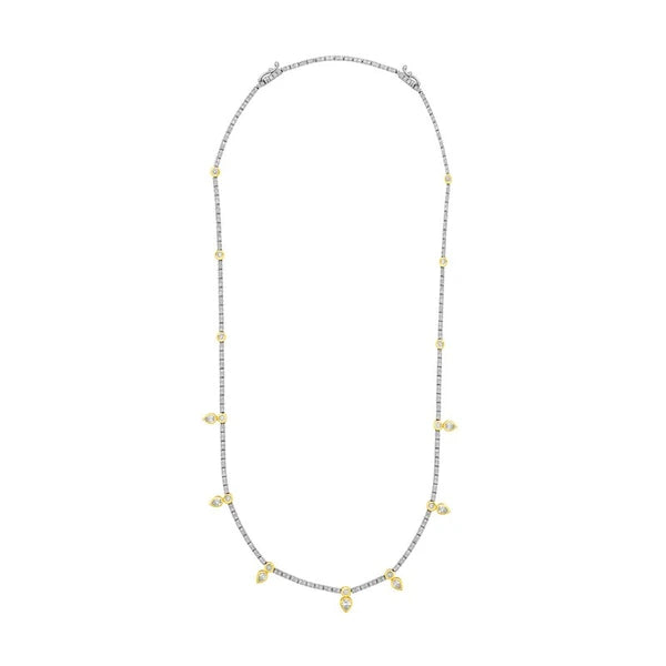 Pear Drop Station Diamond Tennis Necklace
