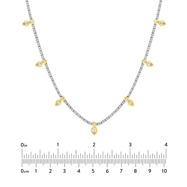 Pear Drop Station Diamond Tennis Necklace