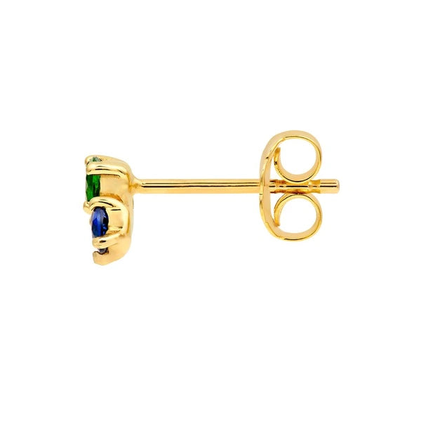 5/8tcw Round Tsavorite Diamond & Sapphire Curve Earrings