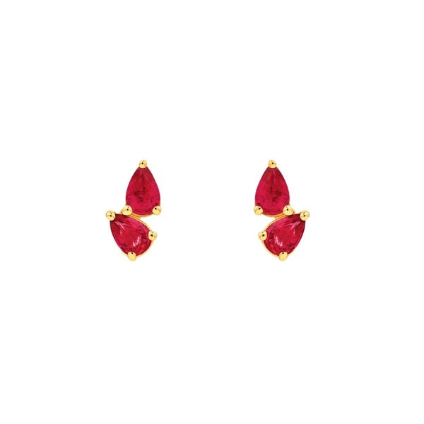 3/4tcw Pear Shape Ruby Stud Earrings