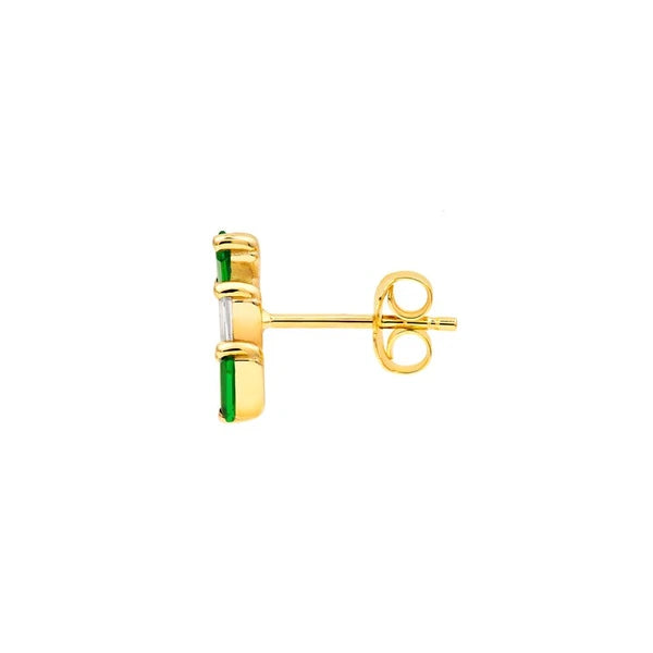1/2tcw Square Baguette Tsavorite & Diamond Stud Earrings