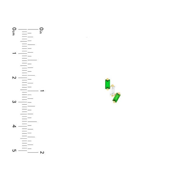 1/2tcw Square Baguette Tsavorite & Diamond Stud Earrings
