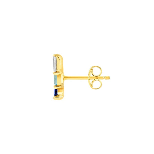 7/8tcw Square Baguette Diamond Aqua & Sapphire Earrings