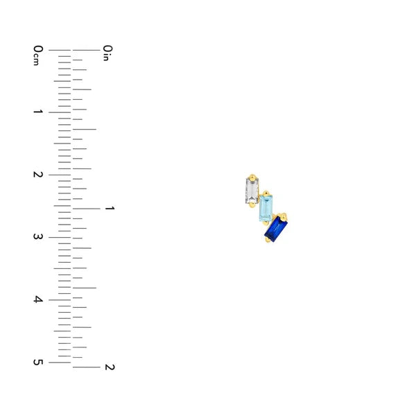 7/8tcw Square Baguette Diamond Aqua & Sapphire Earrings