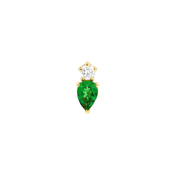 1tcw Pear Shape Tsavorite & Round Diamond Stud Earrings